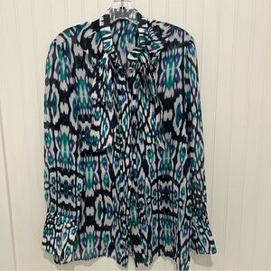 Roberto Cavalli 44 Multicolor Patterned Blouse with Bow Y2K